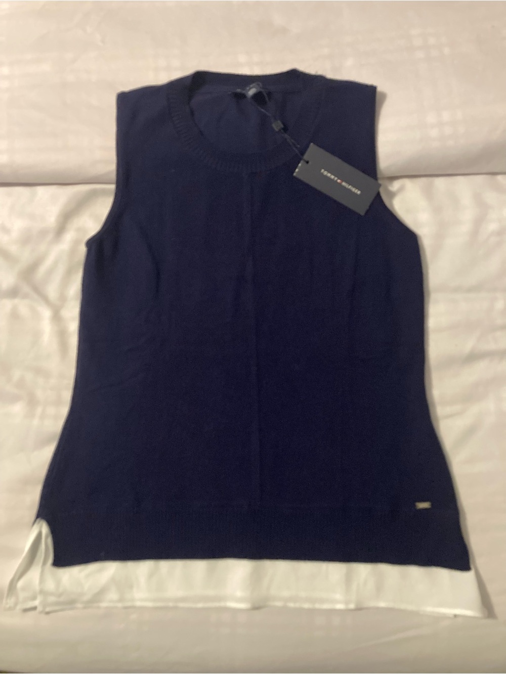 Tommy Hilfiger Navy Sleeveless Layered Hem Top